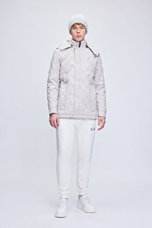 Taş Dinamik Fit Hakim Yaka Desenli Kapitone Kapüşonlu Mont | XXL