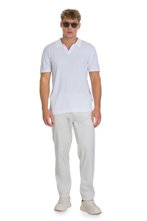 Beyaz Regular Fit Polo Yaka Rayon Tişört | M