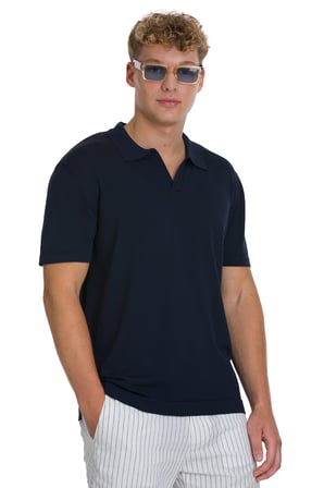 Lacivert Regular Fit Polo Yaka Rayon Tişört | L