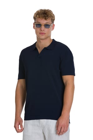 Lacivert Regular Fit Polo Yaka Rayon Tişört | L