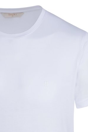 Beyaz Regular Fit Bisiklet Yaka Tişört | XXL