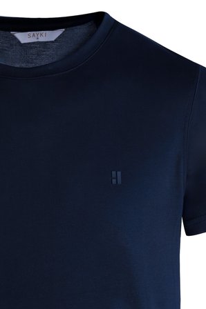 Lacivert Regular Fit Bisiklet Yaka Tişört | L
