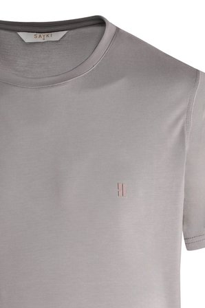 Gri Regular Fit Bisiklet Yaka Tişört | XL