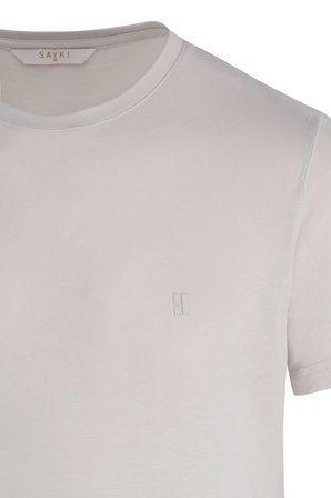 Ekru Regular Fit Bisiklet Yaka Tişört | XL