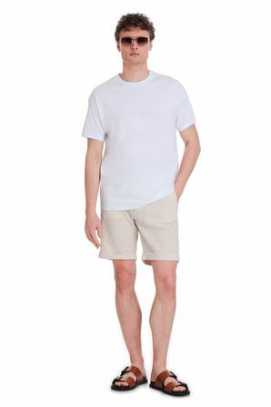 Beyaz Regular Fit 100% Pamuk Bisiklet Yaka Oversize Tişört | XXL