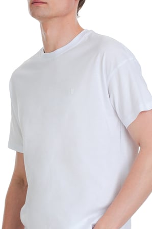 Beyaz Regular Fit 100% Pamuk Bisiklet Yaka Oversize Tişört | XXL