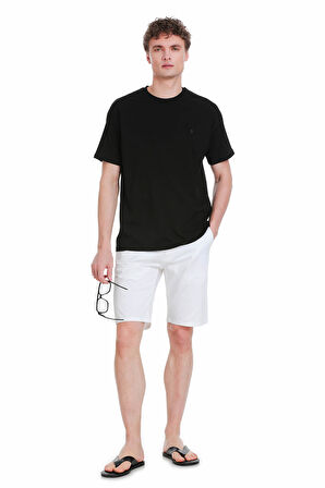 Siyah Regular Fit 100% Pamuk Bisiklet Yaka Oversize Tişört | M