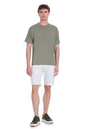 Gri Regular Fit 100% Pamuk Bisiklet Yaka Oversize Tişört | S