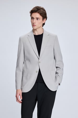 Gri Slim Fit Mono Yaka Casual Ceket | 50