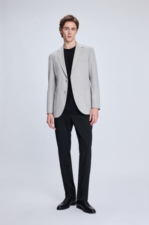Gri Slim Fit Mono Yaka Casual Ceket | 50
