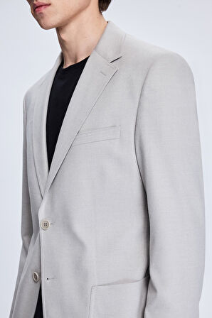 Gri Slim Fit Mono Yaka Casual Ceket | 54