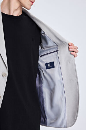 Gri Slim Fit Mono Yaka Casual Ceket | 54