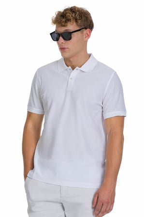 Beyaz Regular Fit 100% Pamuk Polo Yaka  Merserize Tişört | M
