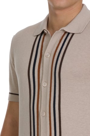 Ekru Regular Fit Polo Yaka Pamuklu Tişört | L