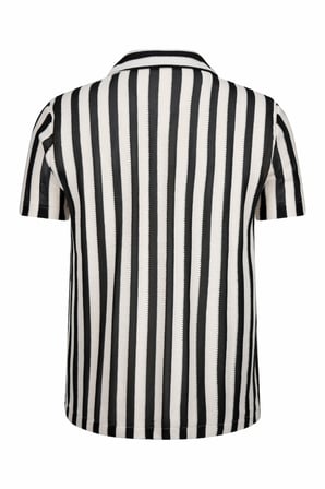 Ekru Çizgili Regular Fit Polo Yaka Tişört | M