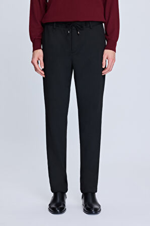 Siyah Dinamik Fit Desenli Yandan Cepli Casual Jogger Pantolon | 46