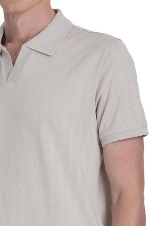 Ekru Regular Fit Apaş Yaka Pamuklu Tişört | XL