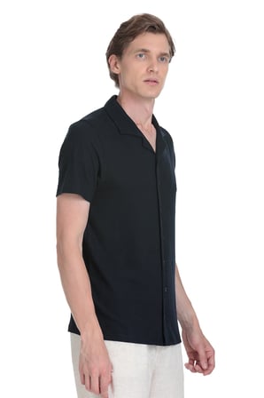 Lacivert Regular Fit Apaş Yaka Gömlek | S