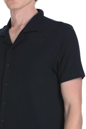 Lacivert Regular Fit Apaş Yaka Gömlek | S