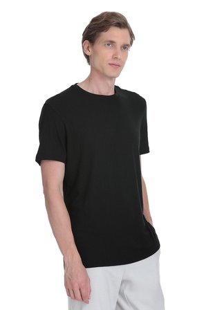 Siyah Regular Fit Bisiklet Yaka Tişört | S