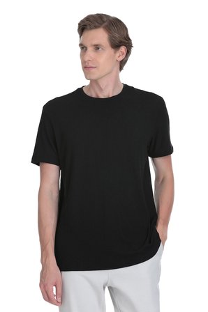 Siyah Regular Fit Bisiklet Yaka Tişört | S