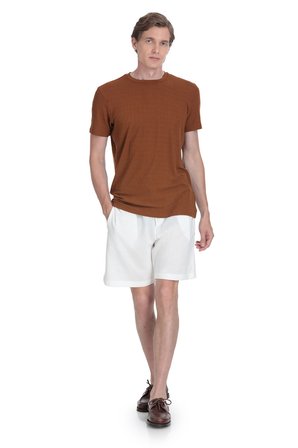Kahverengi Regular Fit Bisiklet Yaka Tişört | XL