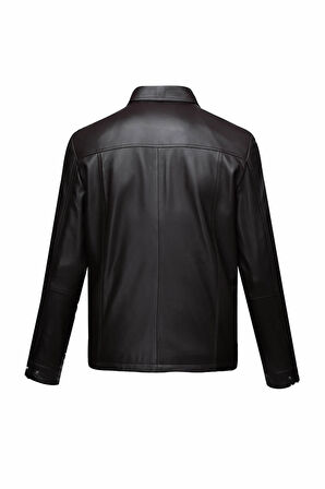 Kahverengi Regular Fit Bebe Yaka 100% Hakiki Deri Mont | L