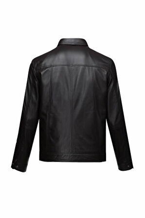 Kahverengi Regular Fit Bebe Yaka 100% Hakiki Deri Mont | XL