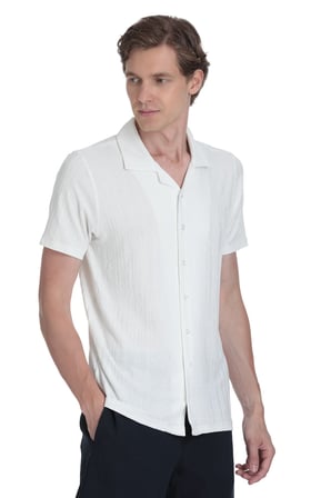 Beyaz Regular Fit Apaş Yaka Gömlek | M