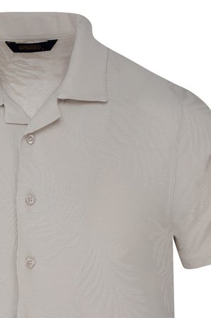 Ekru Regular Fit Apaş Yaka Gömlek Tişört | L