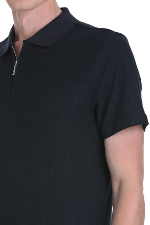 Lacivert Regular Fit Fermuarlı Polo Yaka Tişört | L