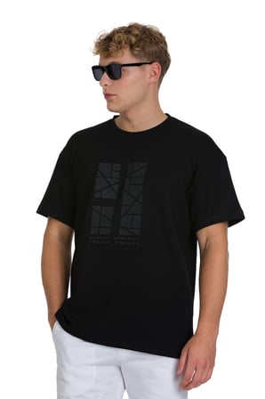 Siyah Regular Fit Bisiklet Yaka Oversize Tişört | XXL