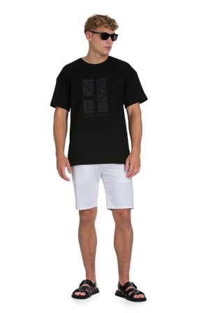 Siyah Regular Fit Bisiklet Yaka Oversize Tişört | XXL
