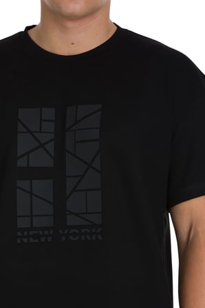 Siyah Regular Fit Bisiklet Yaka Oversize Tişört | XXL