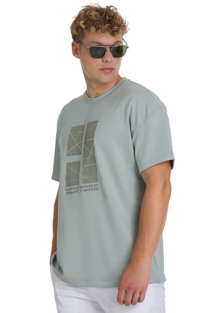 Gri Regular Fit Bisiklet Yaka Oversize Tişört | S