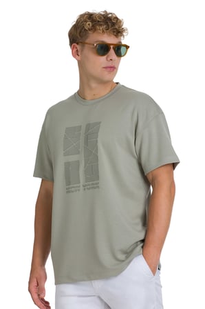 Haki Regular Fit Bisiklet Yaka Oversize Tişört | M