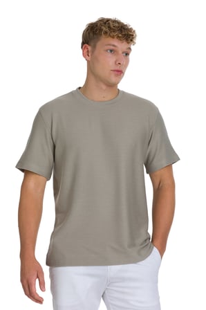 Haki Regular Fit Bisiklet Yaka Basic Tişört | S