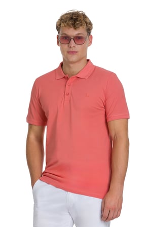 Pembe Regular Fit 100% Pamuklu Polo Yaka Tişört | L