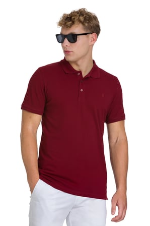 Bordo Regular Fit 100% Pamuklu Polo Yaka Tişört | M
