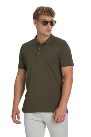 Haki Regular Fit 100% Pamuklu Polo Yaka Tişört | M