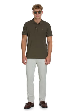 Haki Regular Fit 100% Pamuklu Polo Yaka Tişört | M