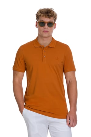 Kahverengi Regular Fit 100% Pamuklu Polo Yaka Tişört | 3XL