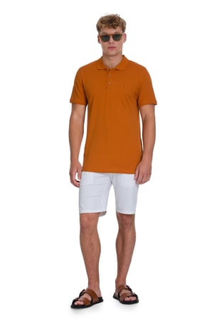 Kahverengi Regular Fit 100% Pamuklu Polo Yaka Tişört | 3XL