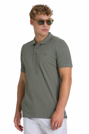 Zeytin Yeşili Regular Fit 100% Pamuklu Polo Yaka Tişört | S