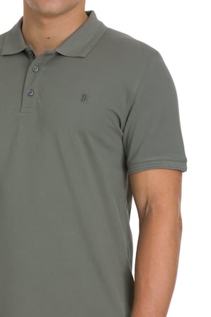 Zeytin Yeşili Regular Fit 100% Pamuklu Polo Yaka Tişört | S