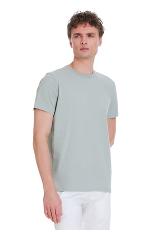 Gri Regular Fit Bisiklet Yaka Pamuklu Tişört | S