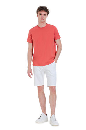 Kiremit Regular Fit Bisiklet Yaka Pamuklu Tişört | XL