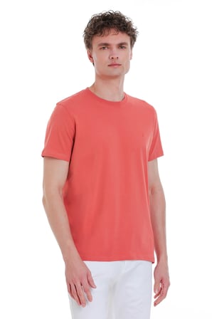 Kiremit Regular Fit Bisiklet Yaka Pamuklu Tişört | XXL