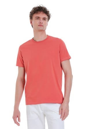 Kiremit Regular Fit Bisiklet Yaka Pamuklu Tişört | XXL