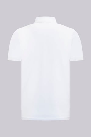 Beyaz Regular Fit Polo Yaka Pamuklu Tişört | L